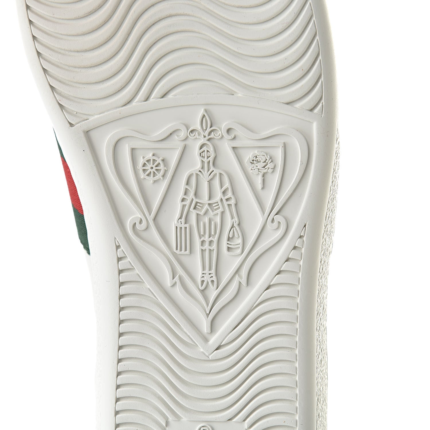 Gucci Calfskin Web Bee Embroidered Womens Ace Sneakers 35 White Green 7 of 9