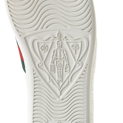 Gucci Calfskin Web Bee Embroidered Womens Ace Sneakers 35 White Green 7 of 9