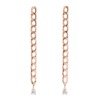 Anita Ko 18K Rose Gold Diamond Pear Chain Link Earrings 1 of 4