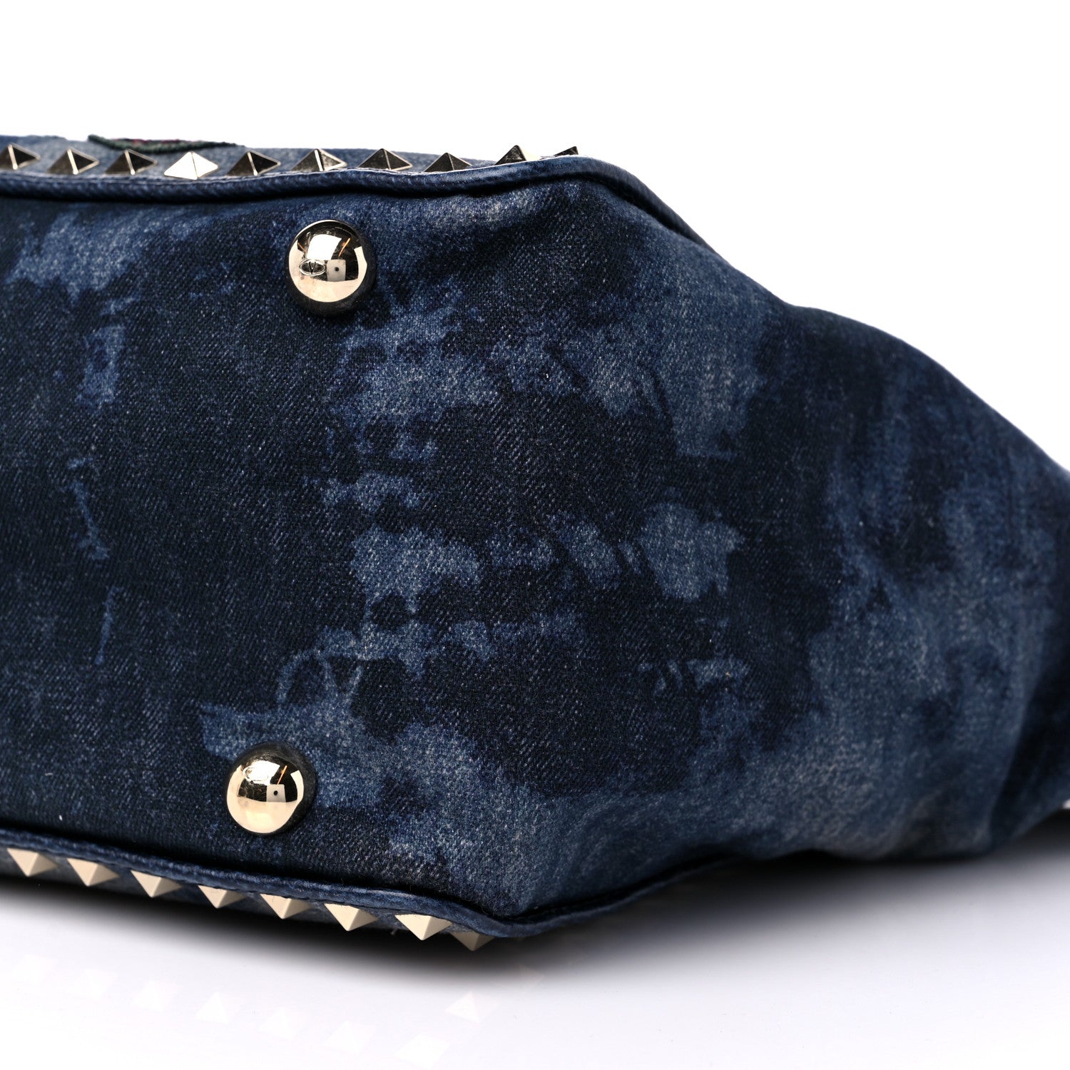 Valentino Garavani Denim Butterfly Embroidered Medium Rockstud Tote Light Denim Multicolor 9 of 10