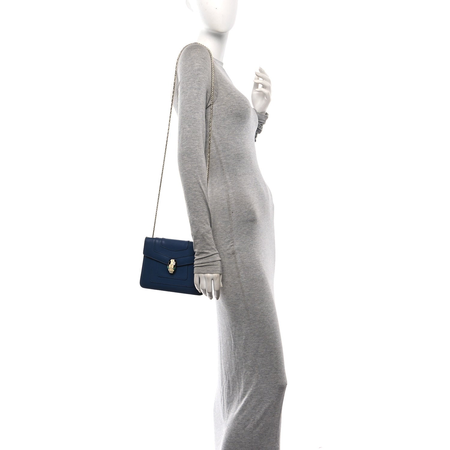 Bulgari Calfskin Small Serpenti Forever Snake Strap Crossbody Bag Blue 2 of 9