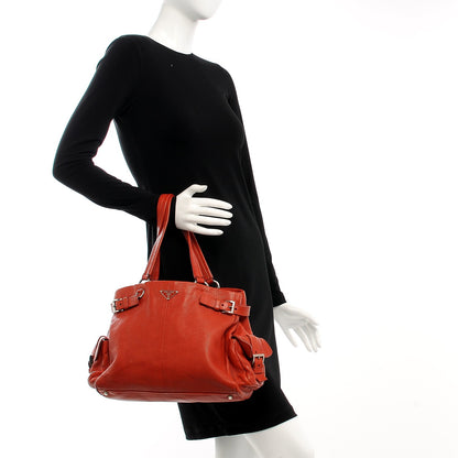 Prada Vitello Daino Shoulder Bag Arancio 2 of 21
