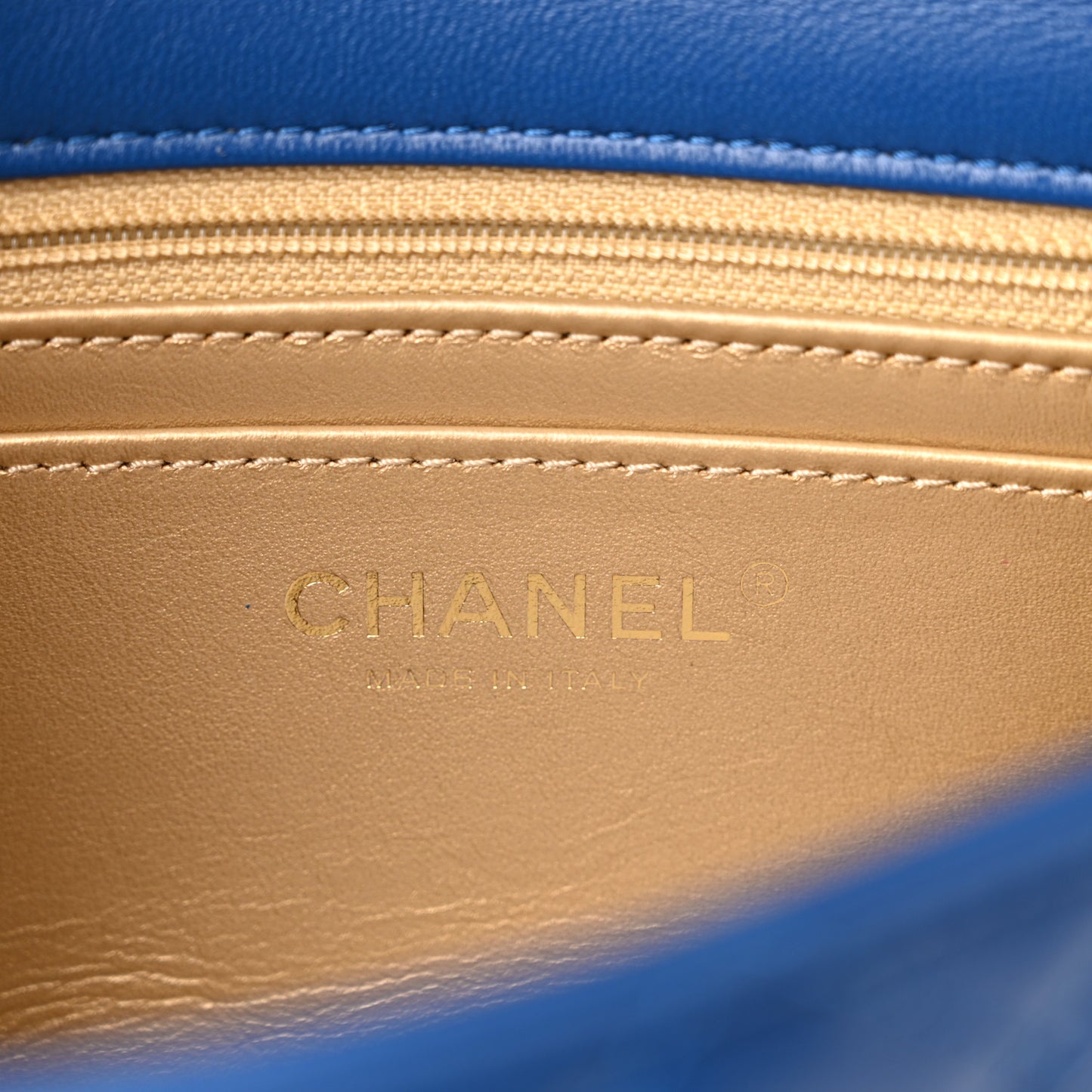 Lambskin Quilted Pearl Crush Mini Rectangular Flap Blue