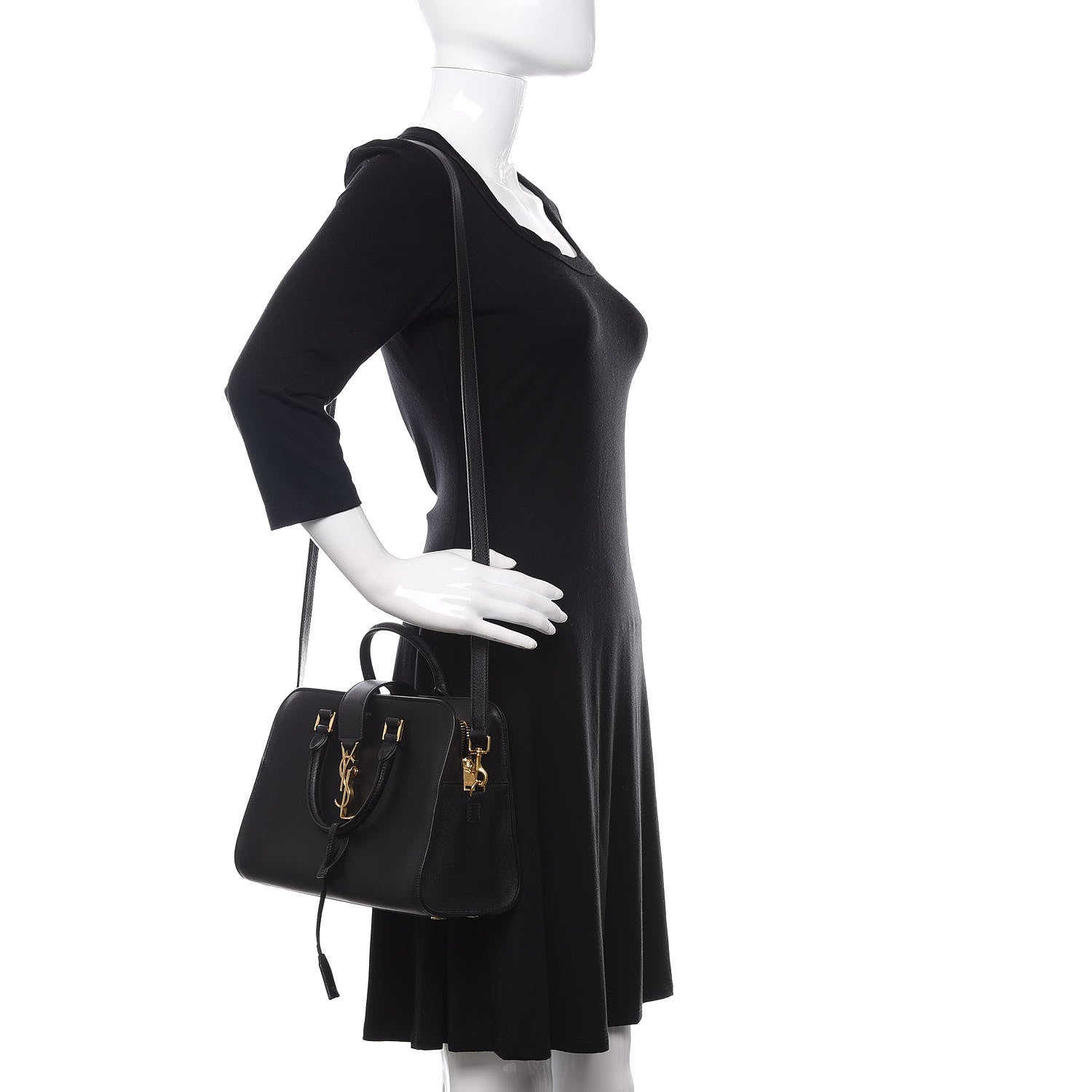 Saint Laurent Calfskin Monogram Baby Cabas Black 2 of 10