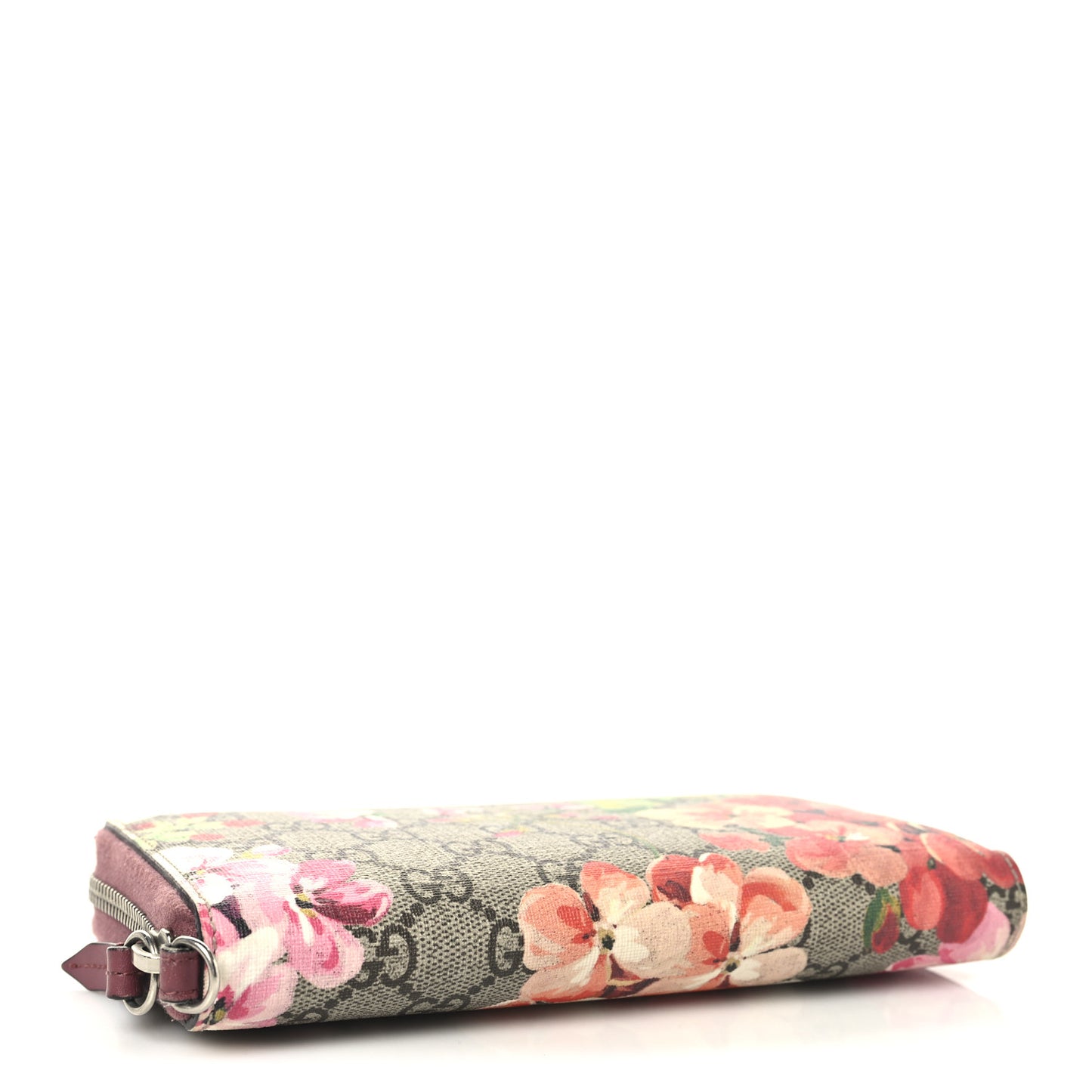 GG Supreme Monogram Blooms Zip Around Wallet Beige Multicolor Dry Rose