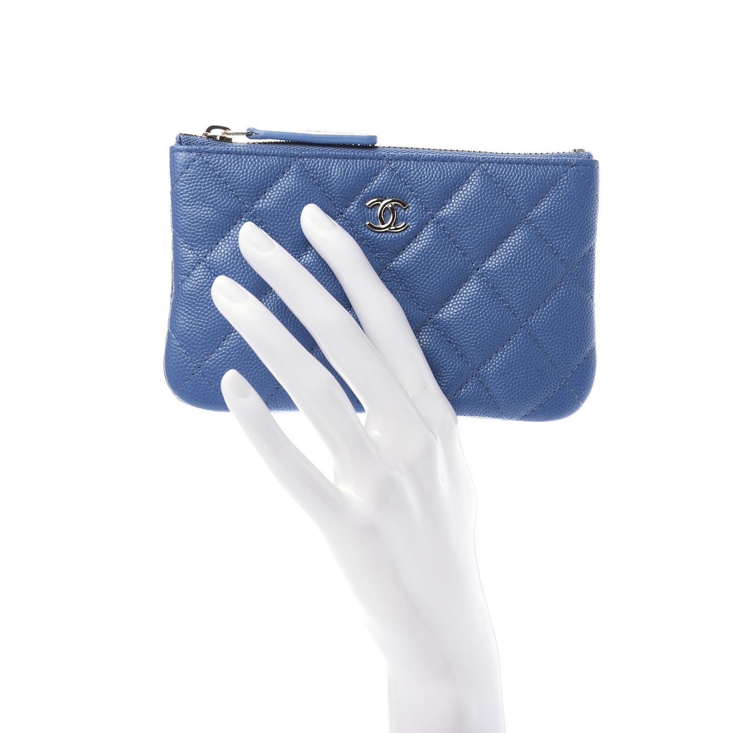 Caviar Quilted Small Cosmetic Case Blue