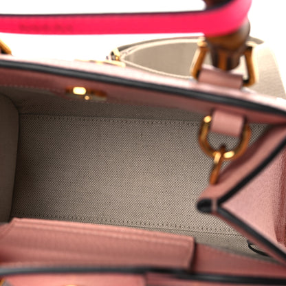 Gucci Raffia Textured Dollar Calfskin GG Monogram Mini Diana Tote Bag Wild Rose Fuxia Fluo 5 of 10