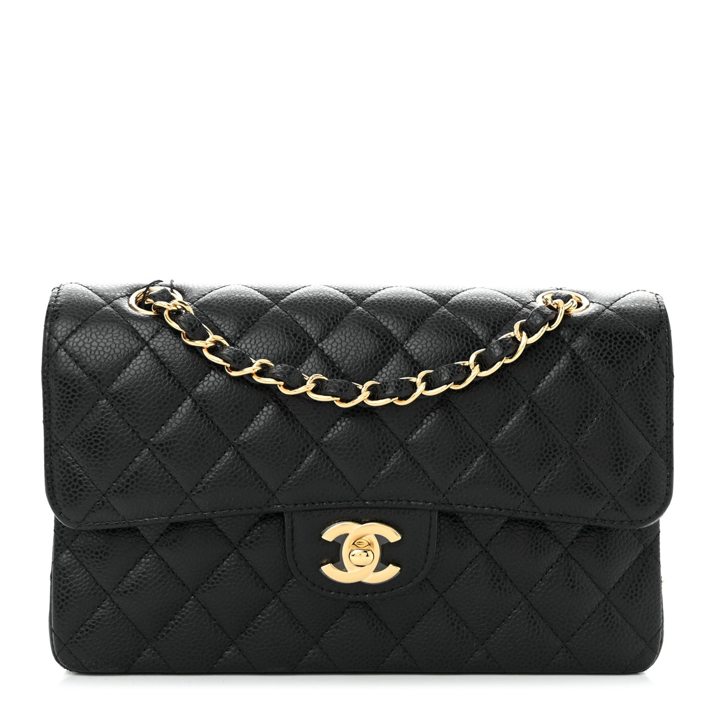 Caviar Quilted Small Double Flap Black