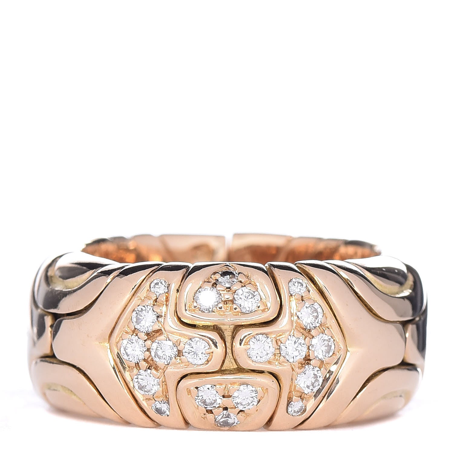 Bulgari 18K Yellow Gold Diamond Alveare Ring 50 5.25 1 of 4