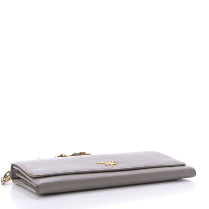 Prada Saffiano Metal Oro Chain Wallet Argilla 4 of 9