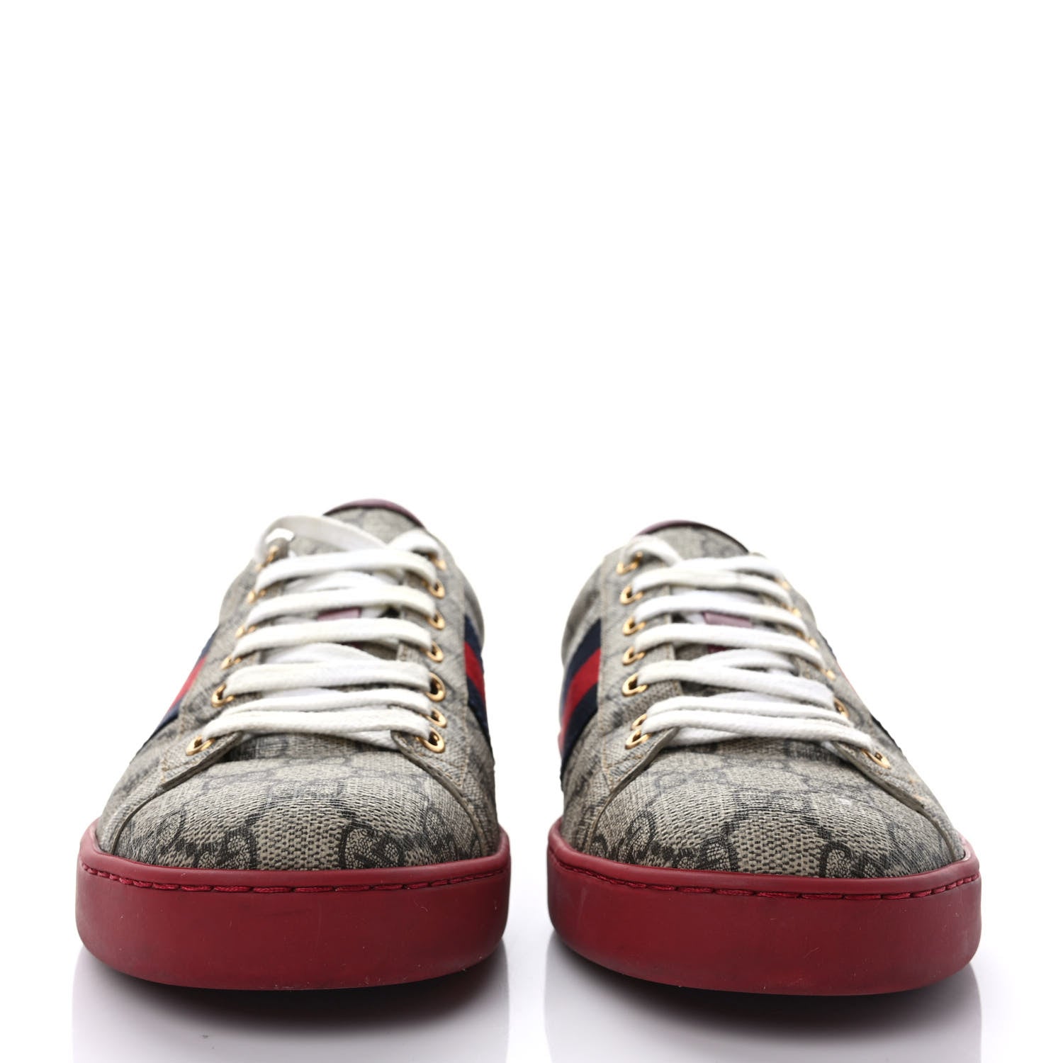 Gucci GG Supreme Monogram Ayers Mens New Ace Low-Top Sneaker 9.5 Blue Red 2 of 9