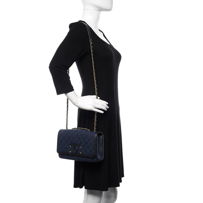 Chanel Caviar Quilted Medium CC Filigree Flap Navy Black 2 of 11