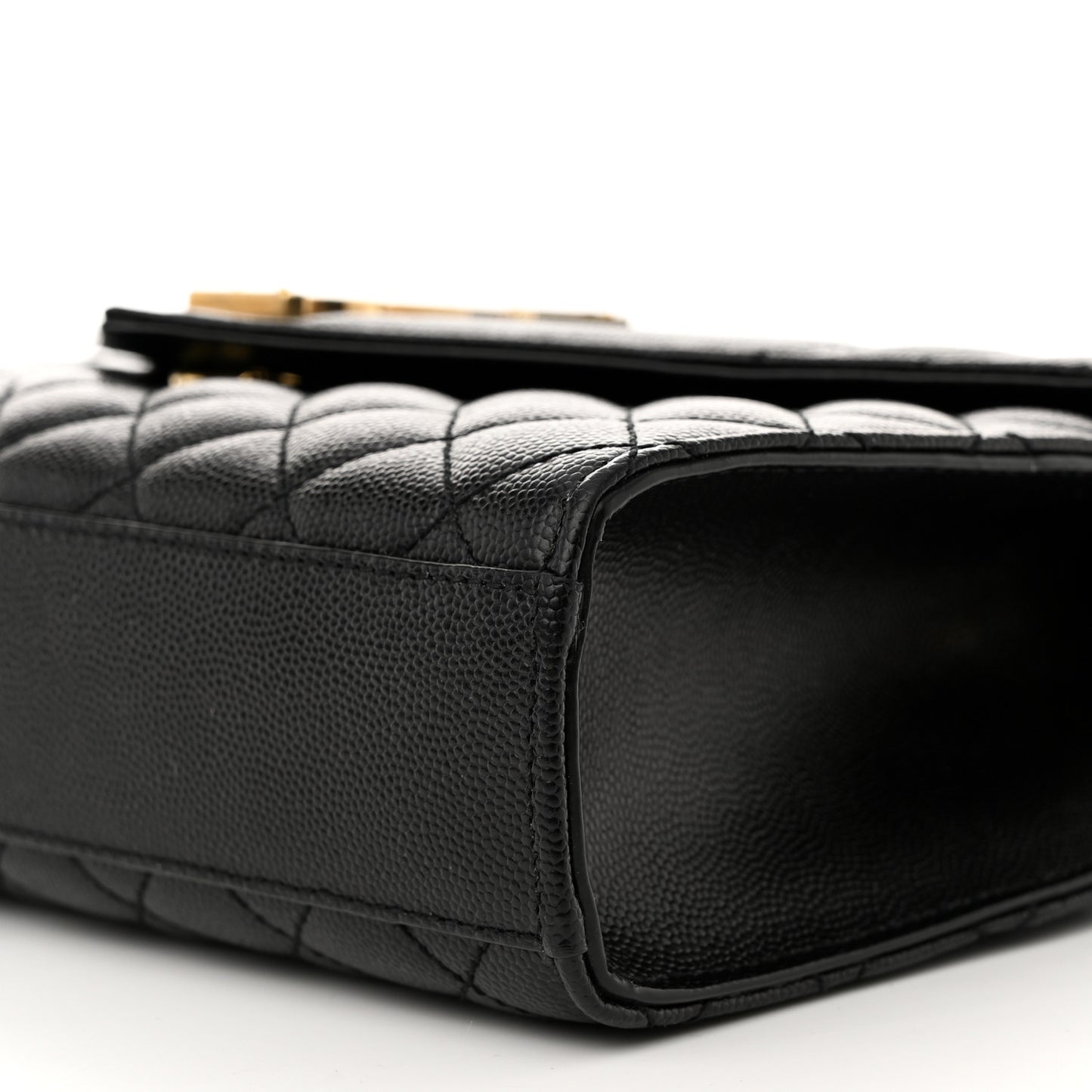 Grain De Poudre Textured Mixed Matelasse Triquilt Medium Monogram Satchel Black