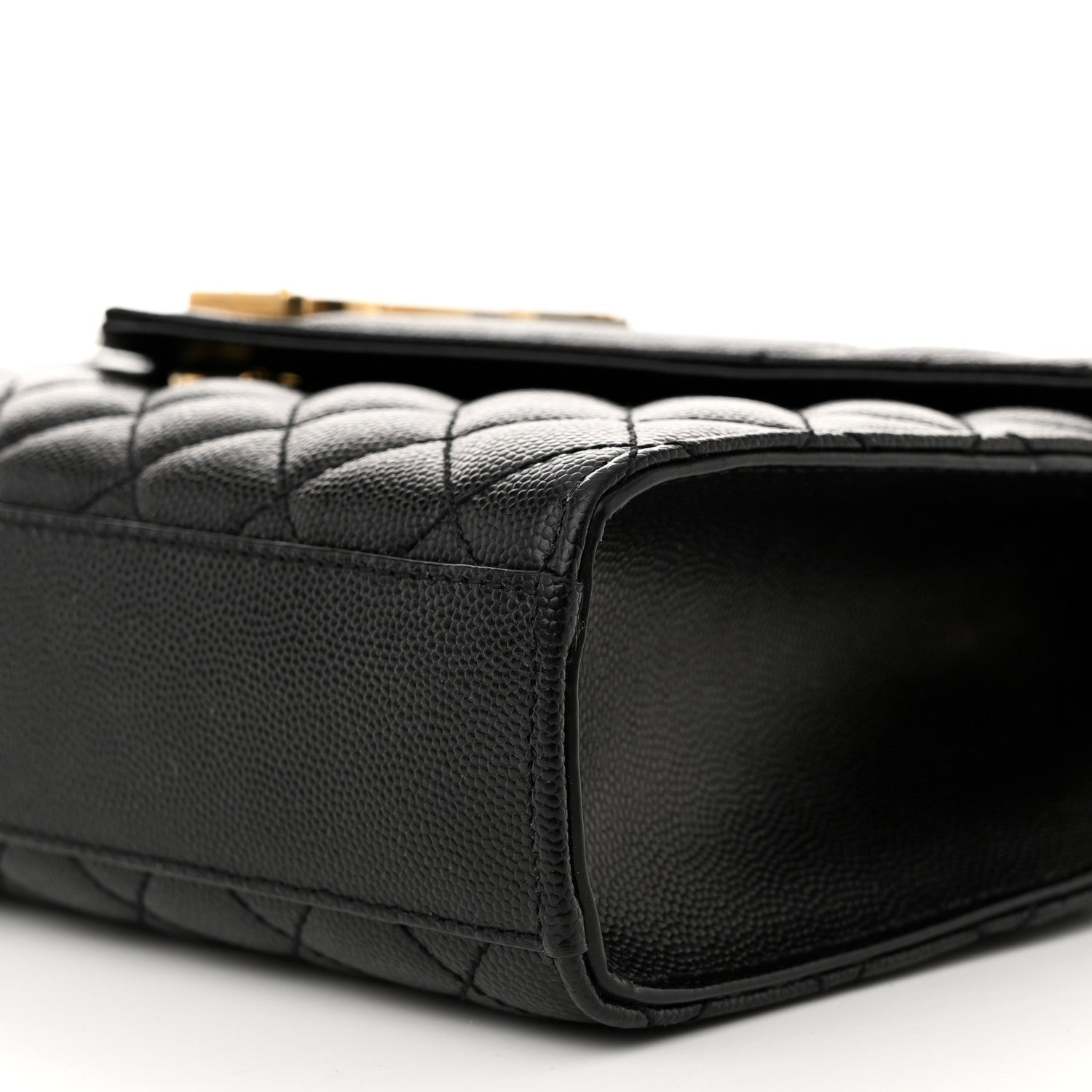 Saint Laurent Grain De Poudre Textured Mixed Matelasse Triquilt Medium Monogram Satchel Black 10 of 12