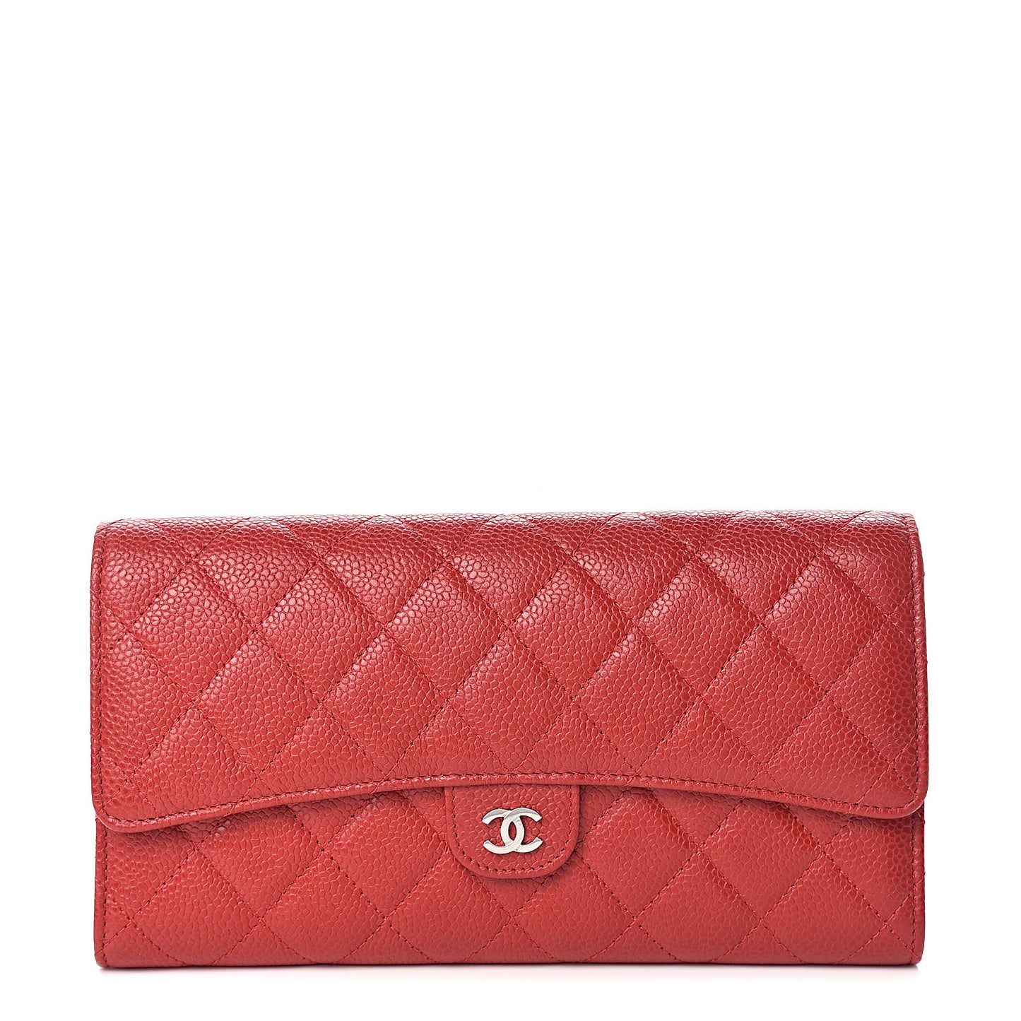 Caviar Quilted Travel Wallet Red