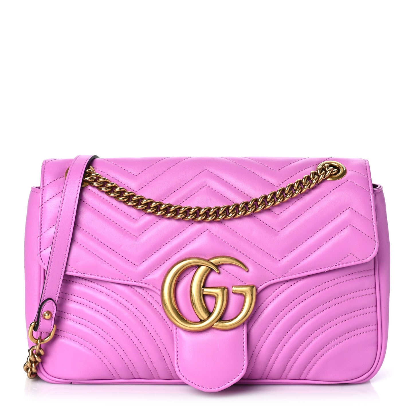 Calfskin Matelasse Medium GG Marmont Shoulder Bag Candy Mousse