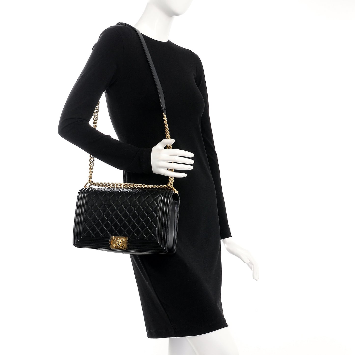 Lambskin Quilted New Medium Boy Flap Black