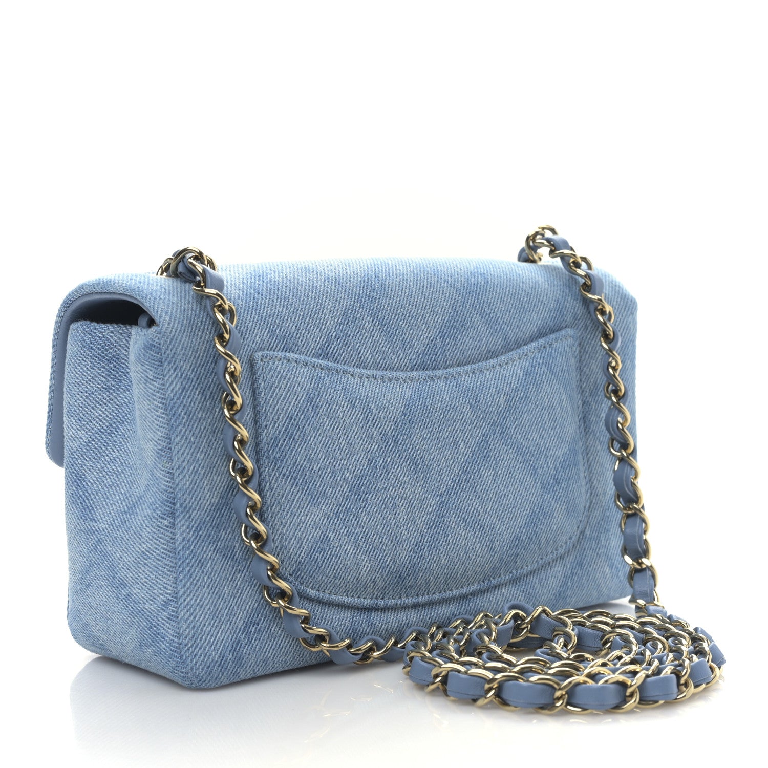 Chanel Printed Denim Quilted Mini Rectangular Flap Light Blue 3 of 9