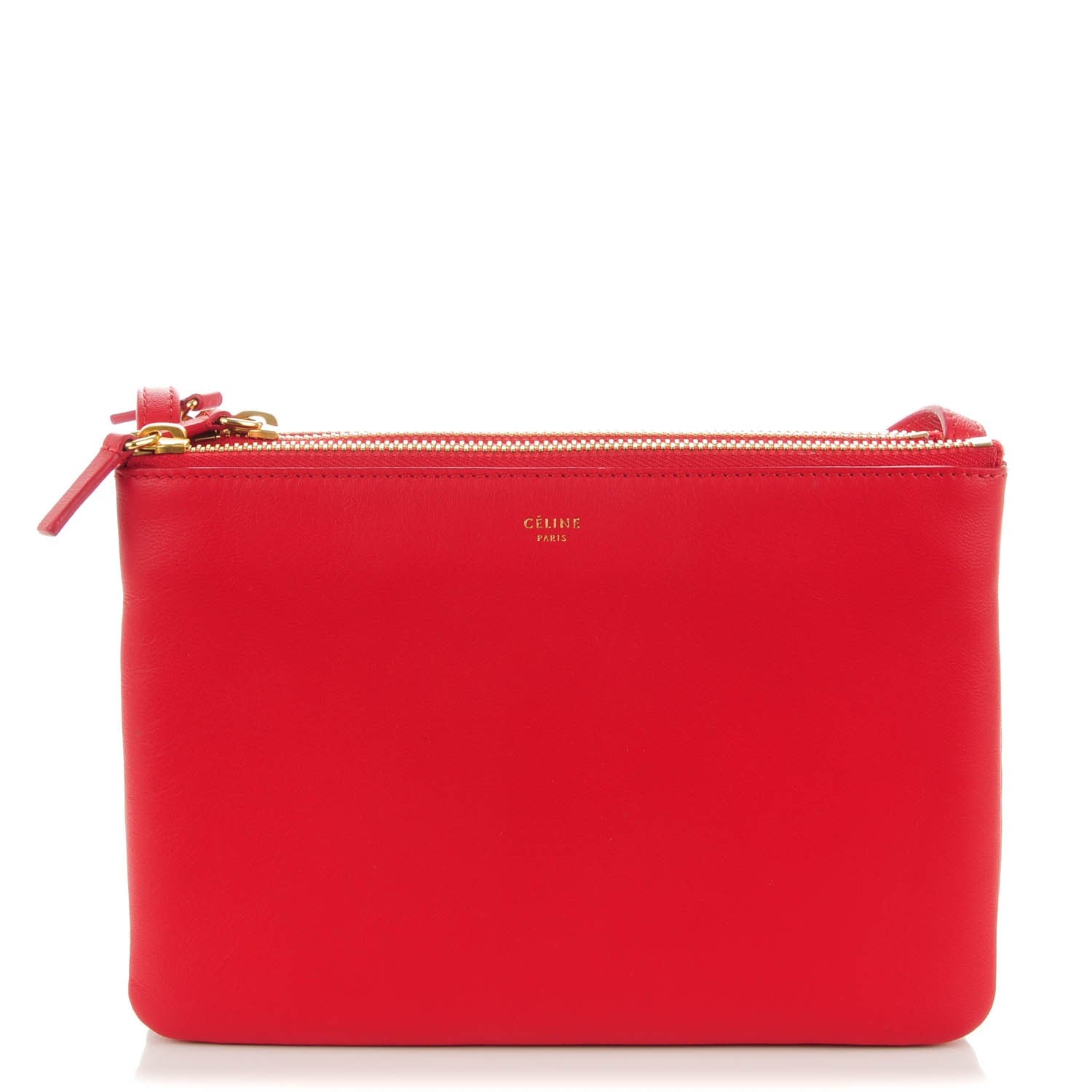 Celine Lambskin Small Trio Crossbody Bag Red 1 of 7