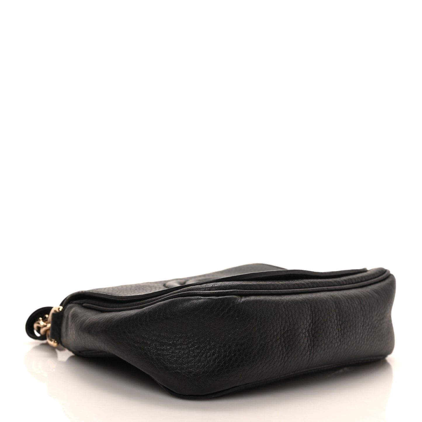 Pebbled Calfskin Small Soho Flap Crossbody Black