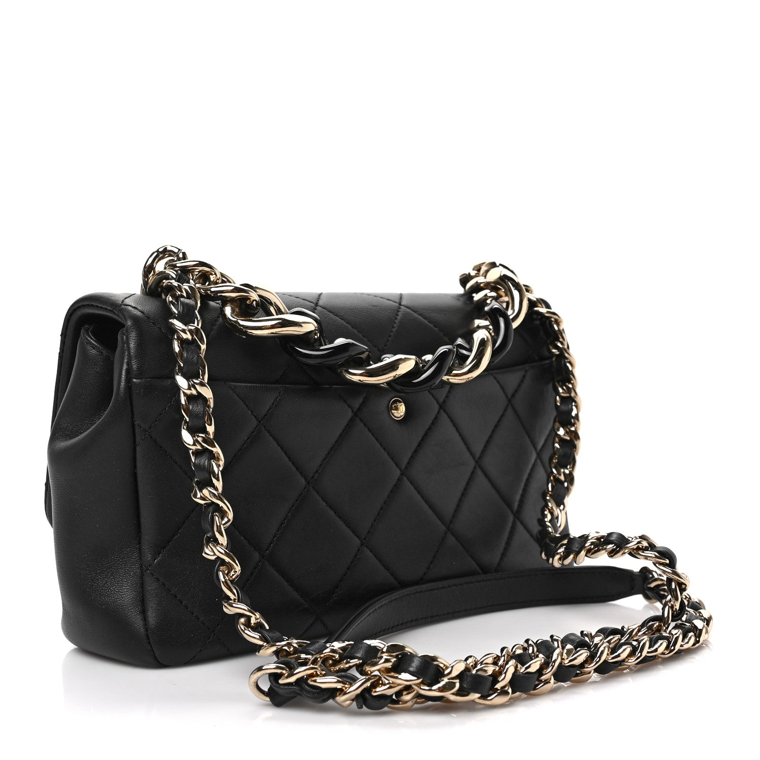 Chanel Lambskin Quilted Resin Bi-Color Chain Flap Bag Black 3 of 7