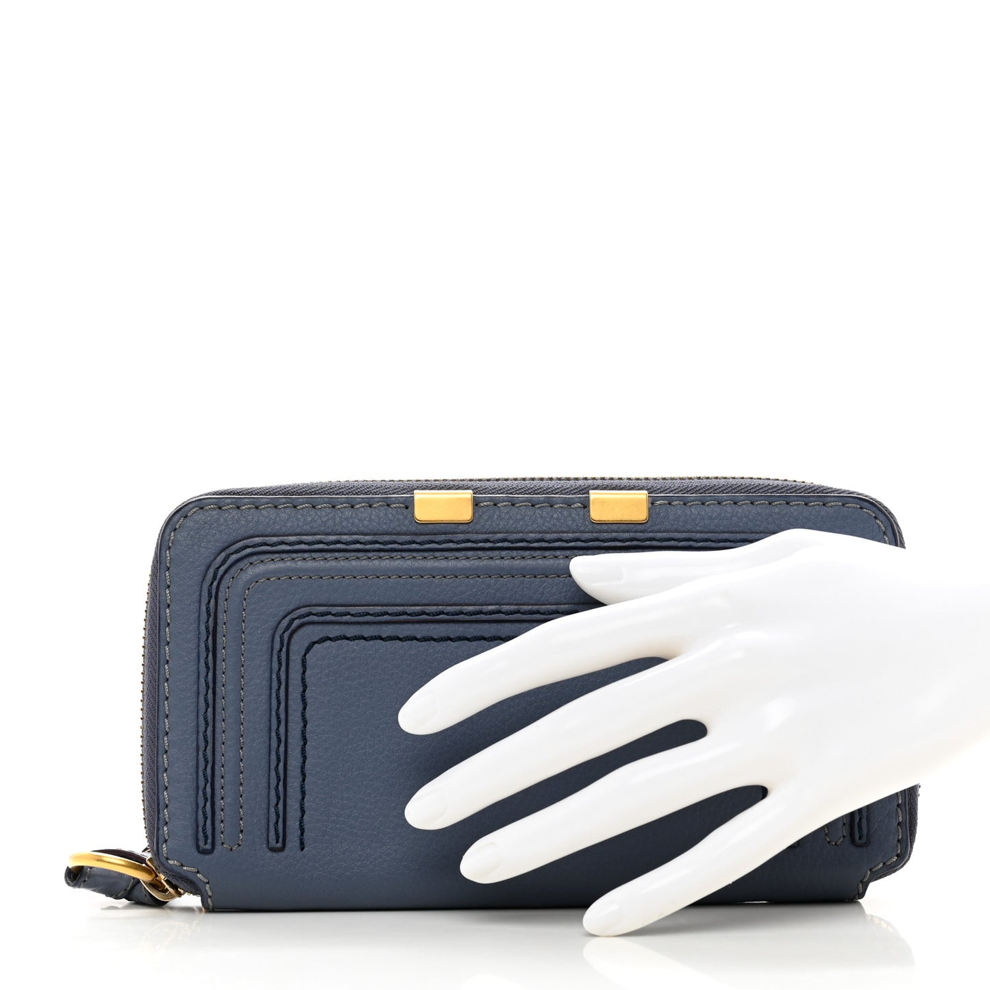 Grained Calfskin Marcie Long Zip Around Wallet Royal Navy