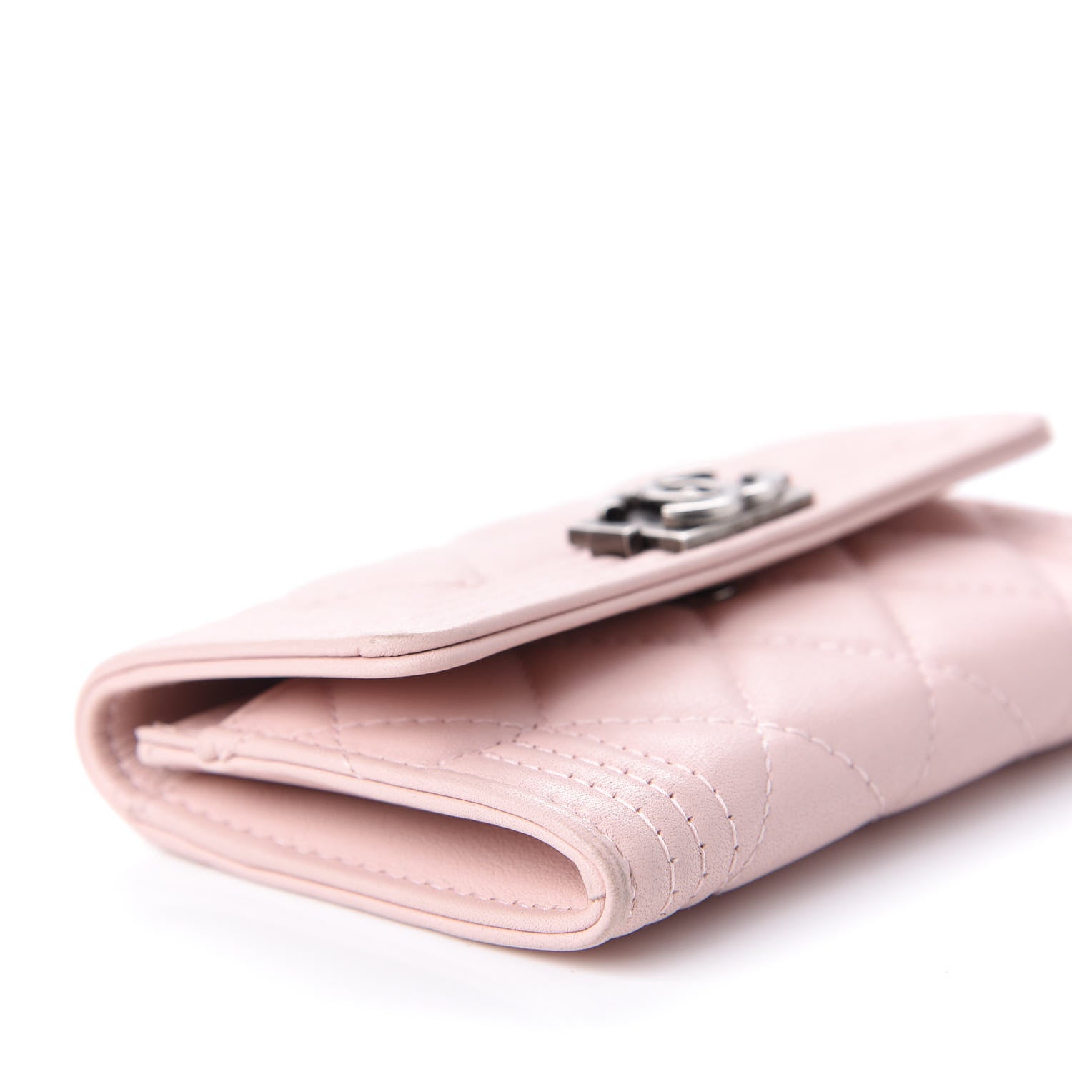 Chanel Grained Shiny Calfskin Quilted Boy Flap Card Holder Pink 8 of 11