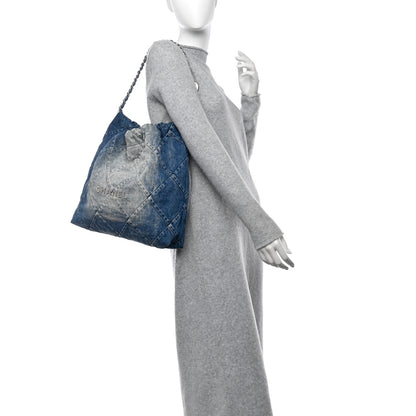 Chanel Denim Quilted Chanel 22 Blue 2 of 12