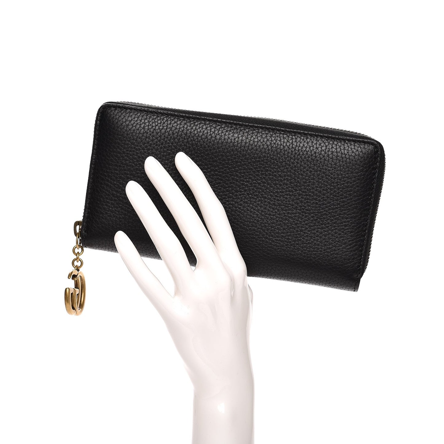 Cellarius Calfskin GG Marmont Charm Zip Around Wallet Black