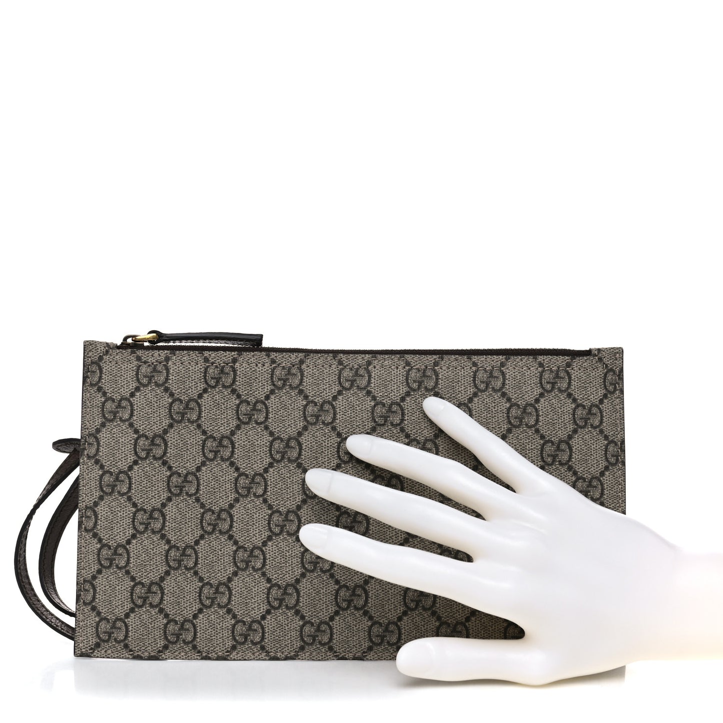 GG Supreme Monogram Large Ophidia Wristlet Pouch Beige New Acero