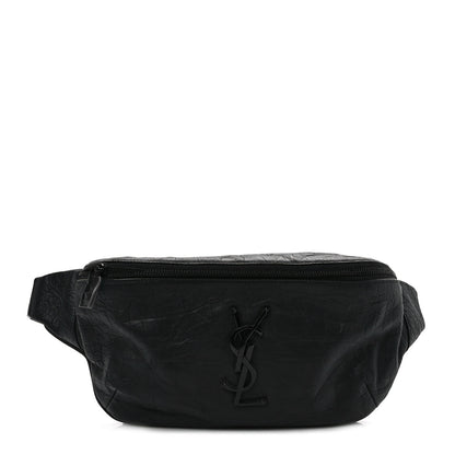 Saint Laurent Calfskin Crocodile Embossed Monogram Belt Bag Black 1 of 9