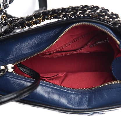 Chanel Aged Calfskin Quilted Small Gabrielle Hobo Navy Black 5 of 10