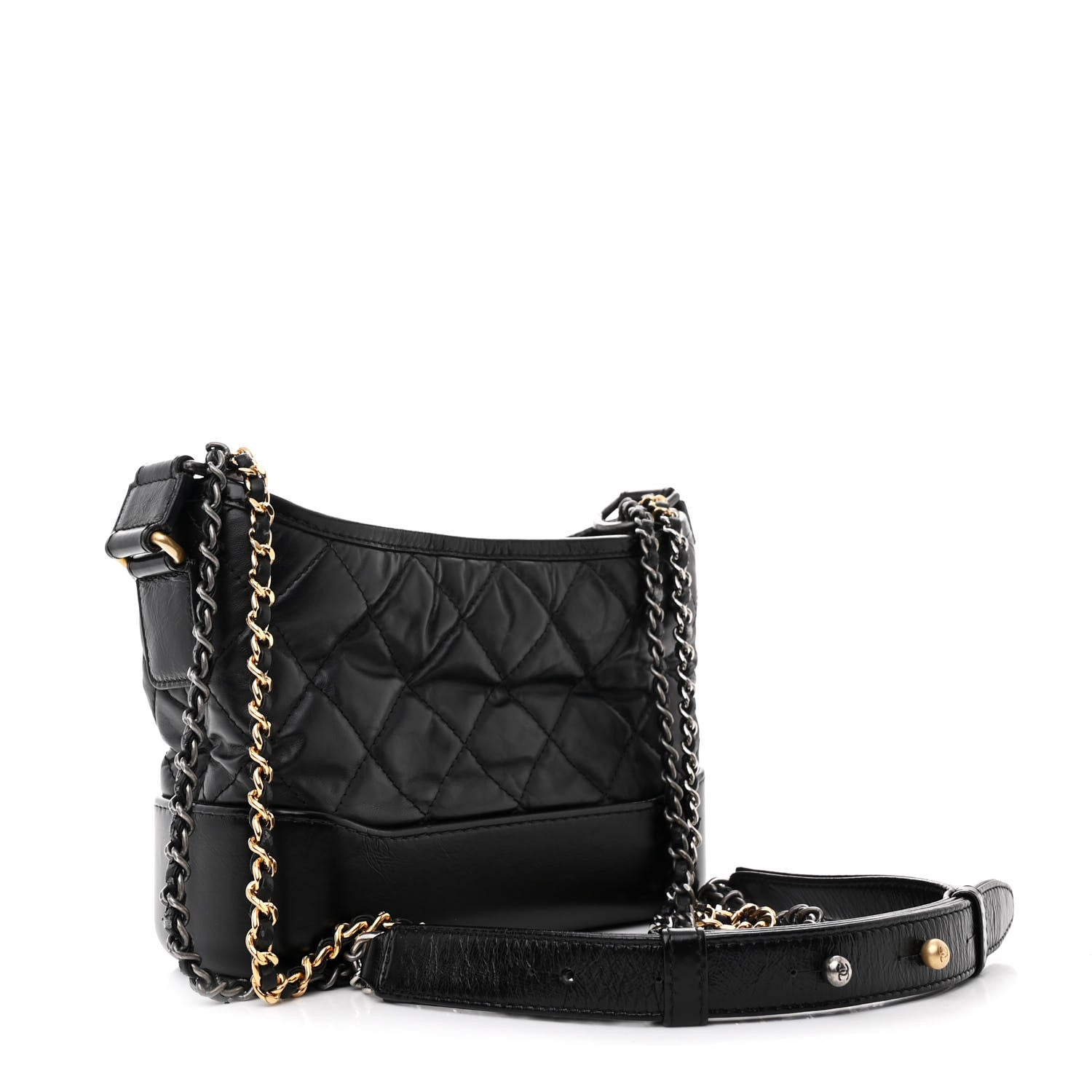 Chanel Aged Calfskin Quilted Small Gabrielle Hobo Black 3 of 12