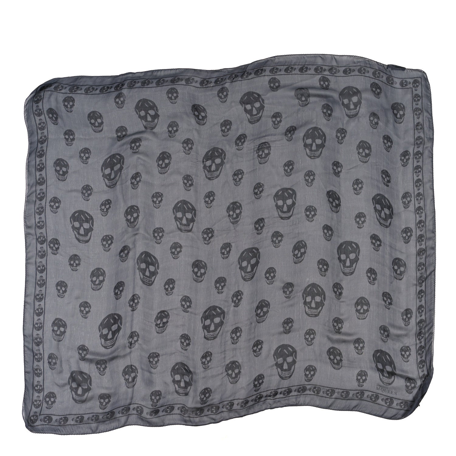 Alexander McQueen Silk Chiffon Skull Scarf Black Grey 1757001