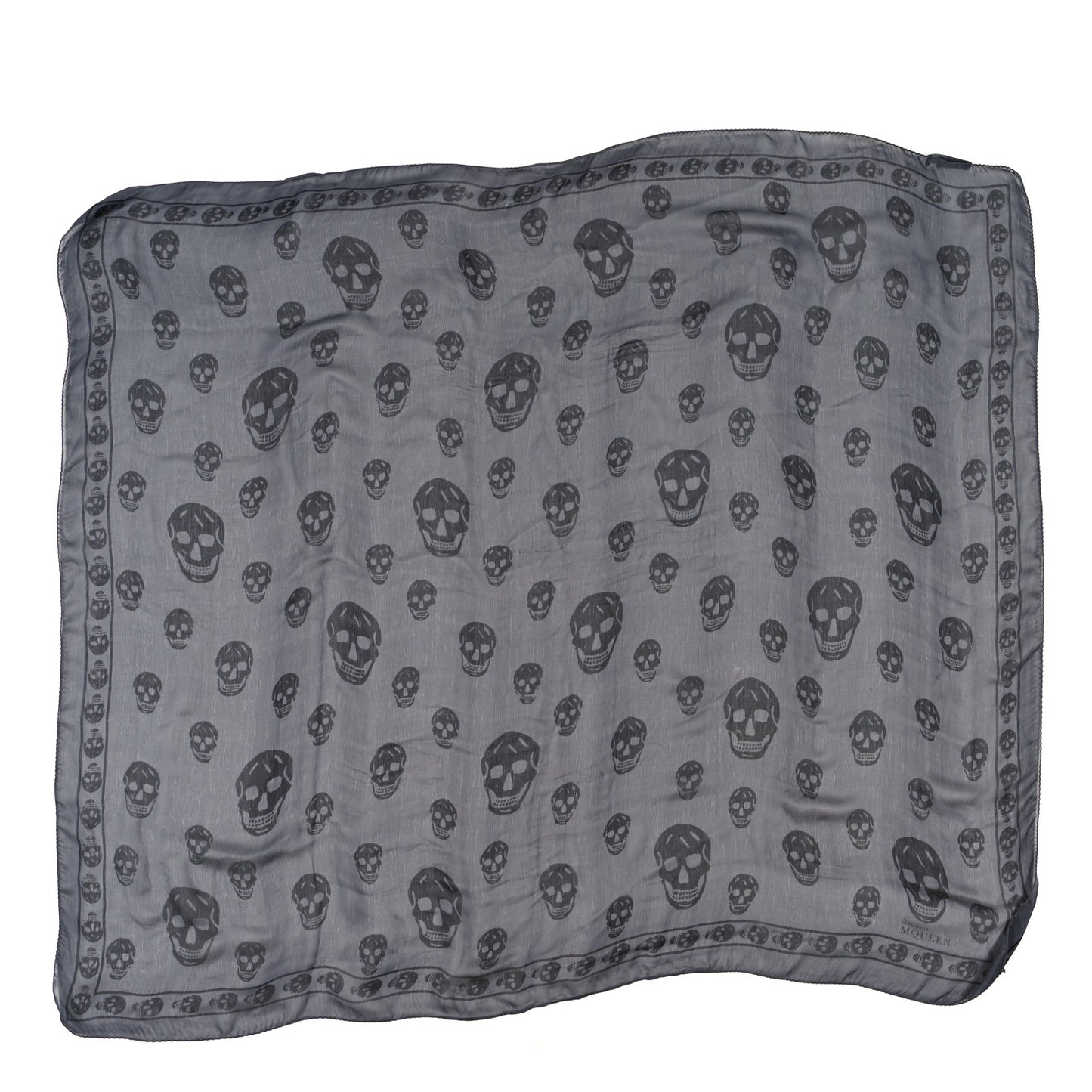Silk Chiffon Skull Scarf Black Grey