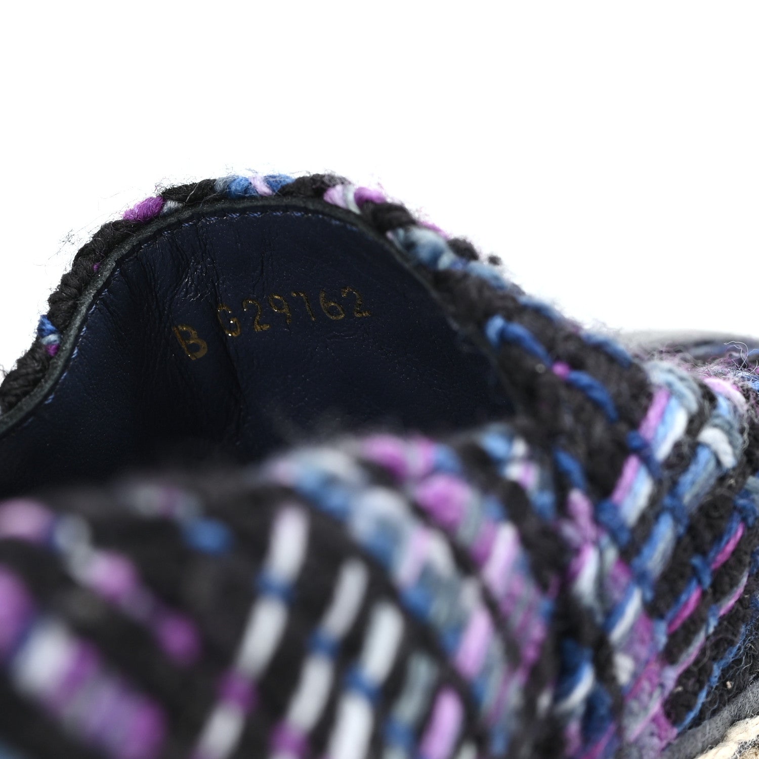 Chanel Tweed Grosgrain CC Espadrilles 35 Purple Black Navy 7 of 10