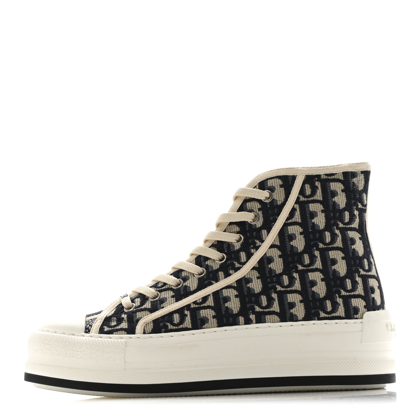 Canvas Oblique Walk'N'Dior Platform High Top Sneakers 38 Deep Blue
