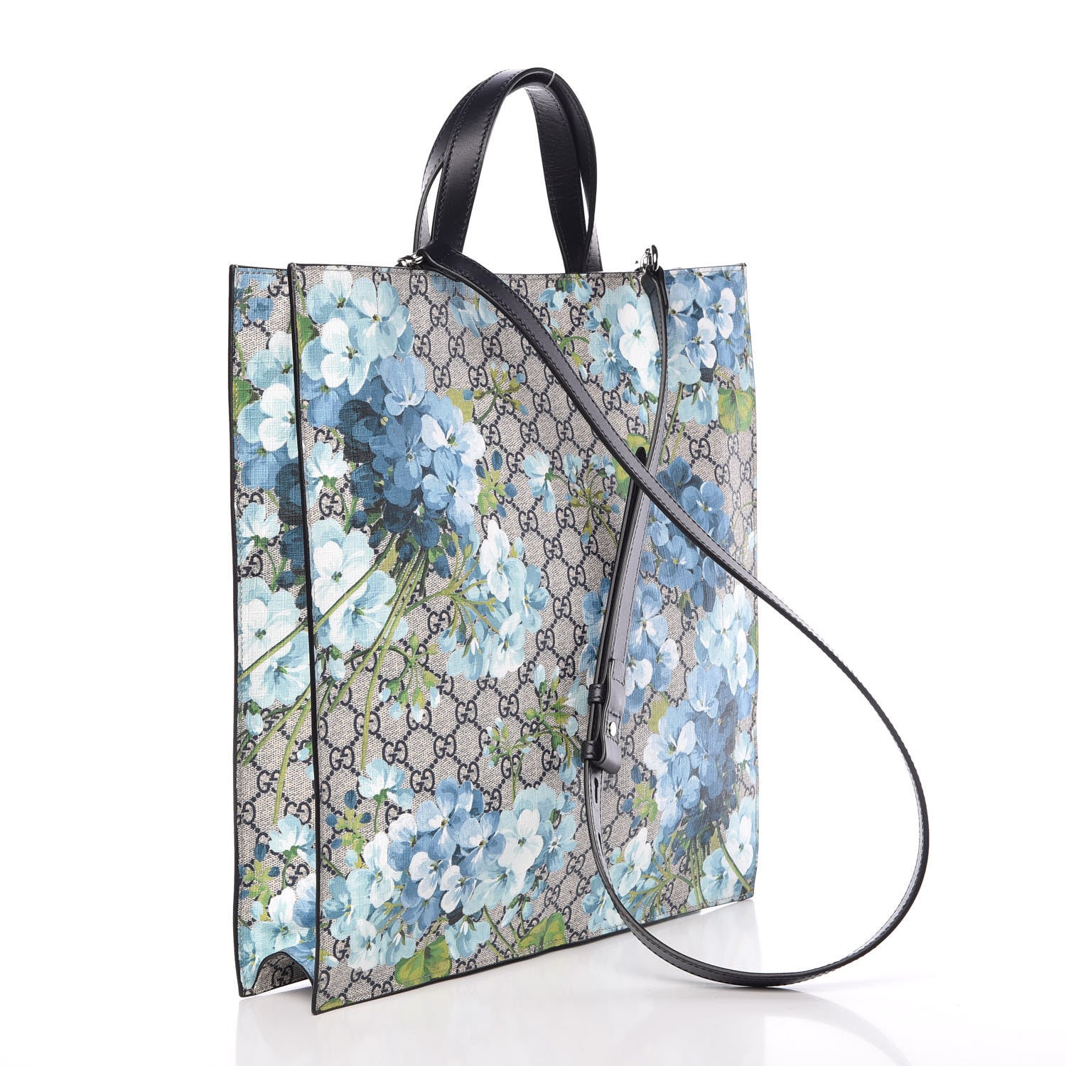 Gucci Soft GG Supreme Monogram Blooms Vertical Tote Blue 4 of 10