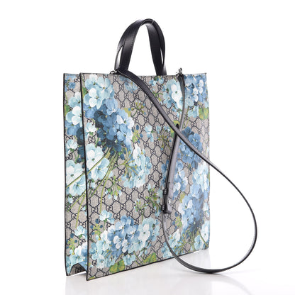 Gucci Soft GG Supreme Monogram Blooms Vertical Tote Blue 4 of 10
