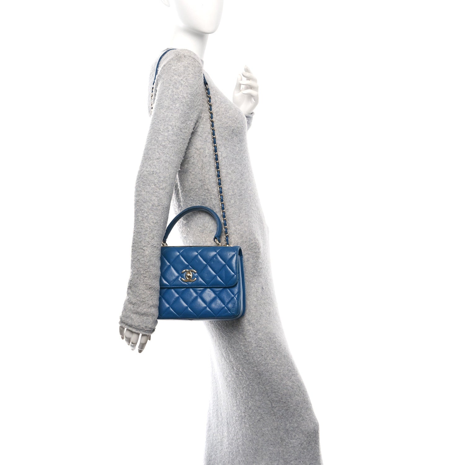 Chanel Lambskin Quilted Small Trendy CC Flap Dual Handle Bag Blue 2 of 12
