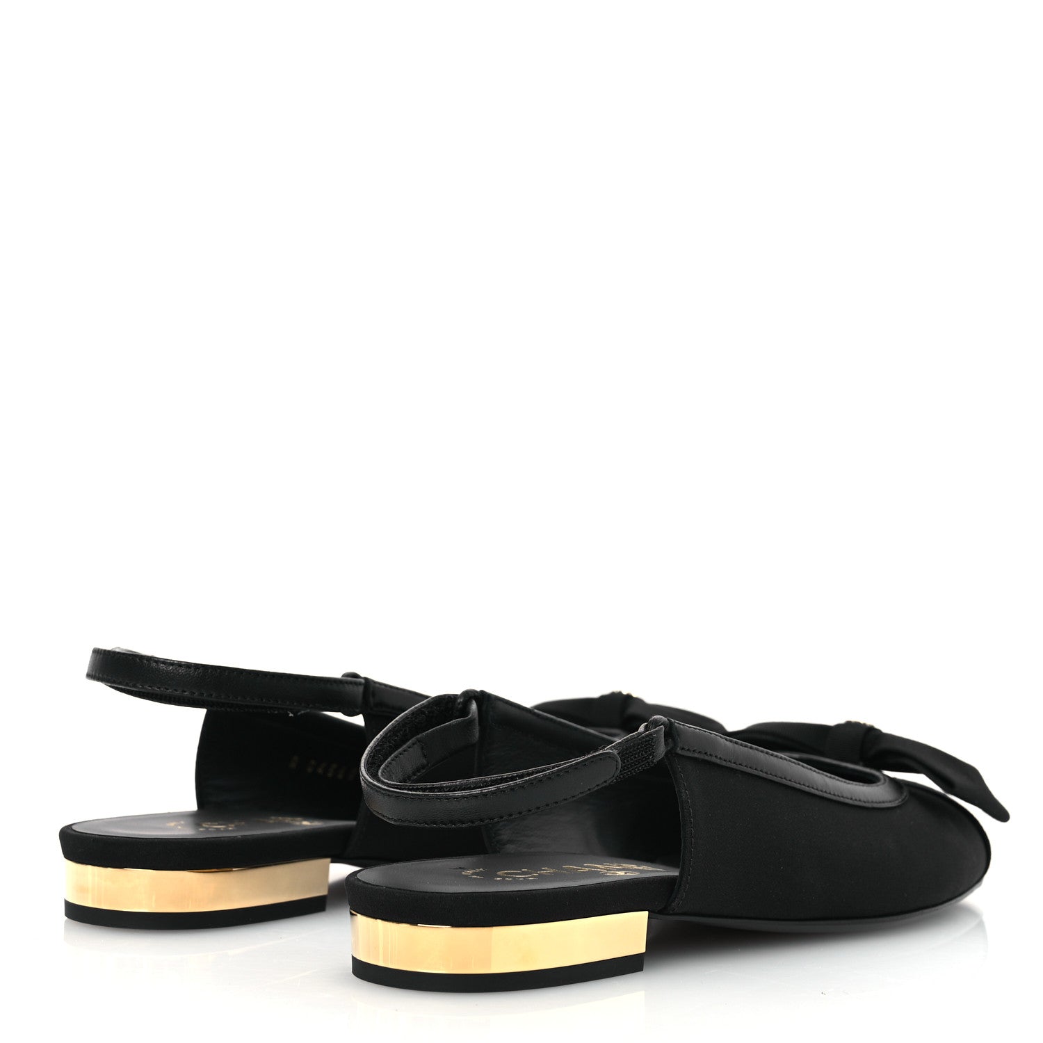 Chanel Lambskin Grosgrain Bow Cap Toe CC Slingback Flats 36 Black 5 of 11