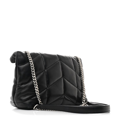 Saint Laurent Lambskin Quilted Toy Loulou Puffer Monogram Chain Satchel Black 3 of 10