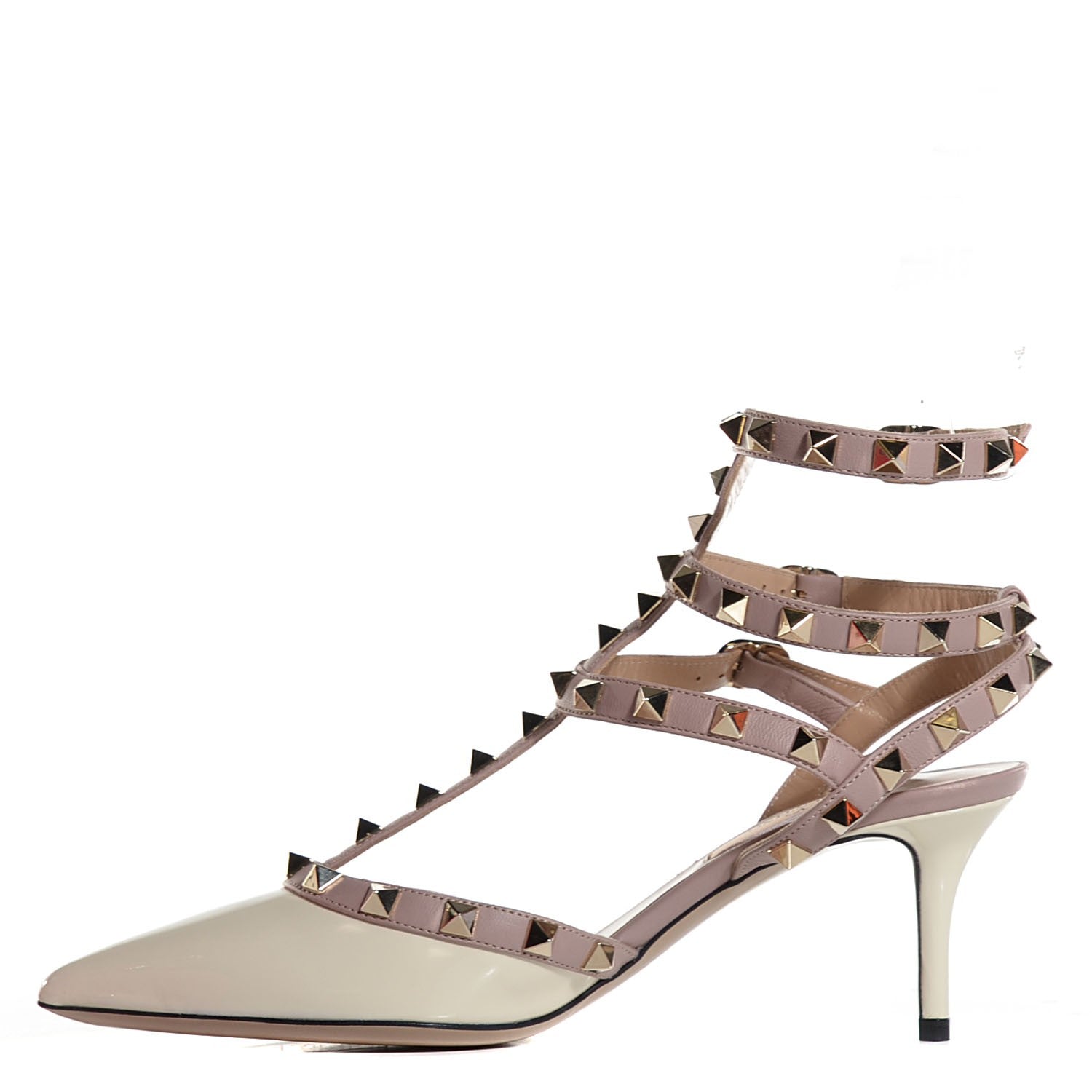 Valentino Garavani Patent Rockstud Ankle Strap 65mm Pumps 36 Ivory Poudre 1 of 6