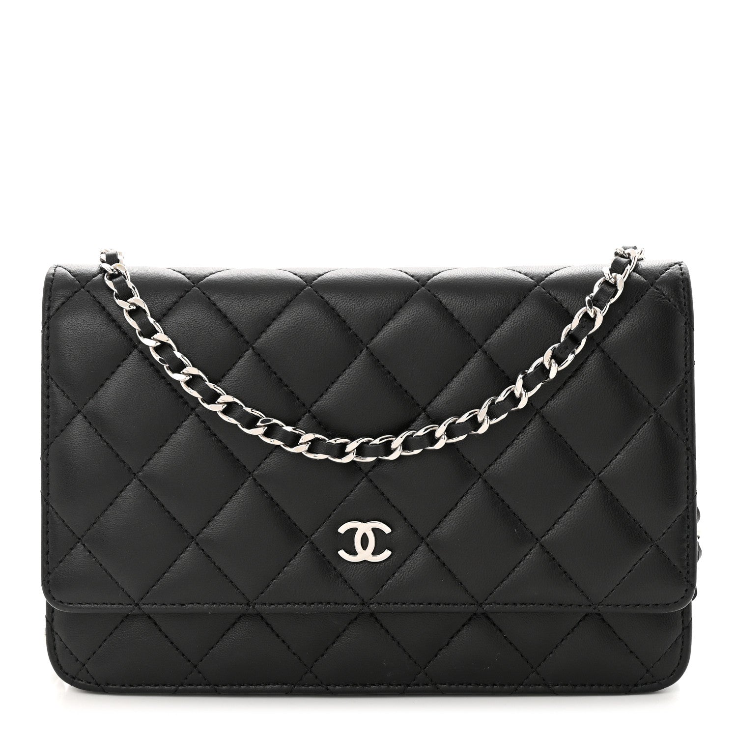 Chanel Lambskin Quilted Wallet On Chain WOC Black 1 of 13