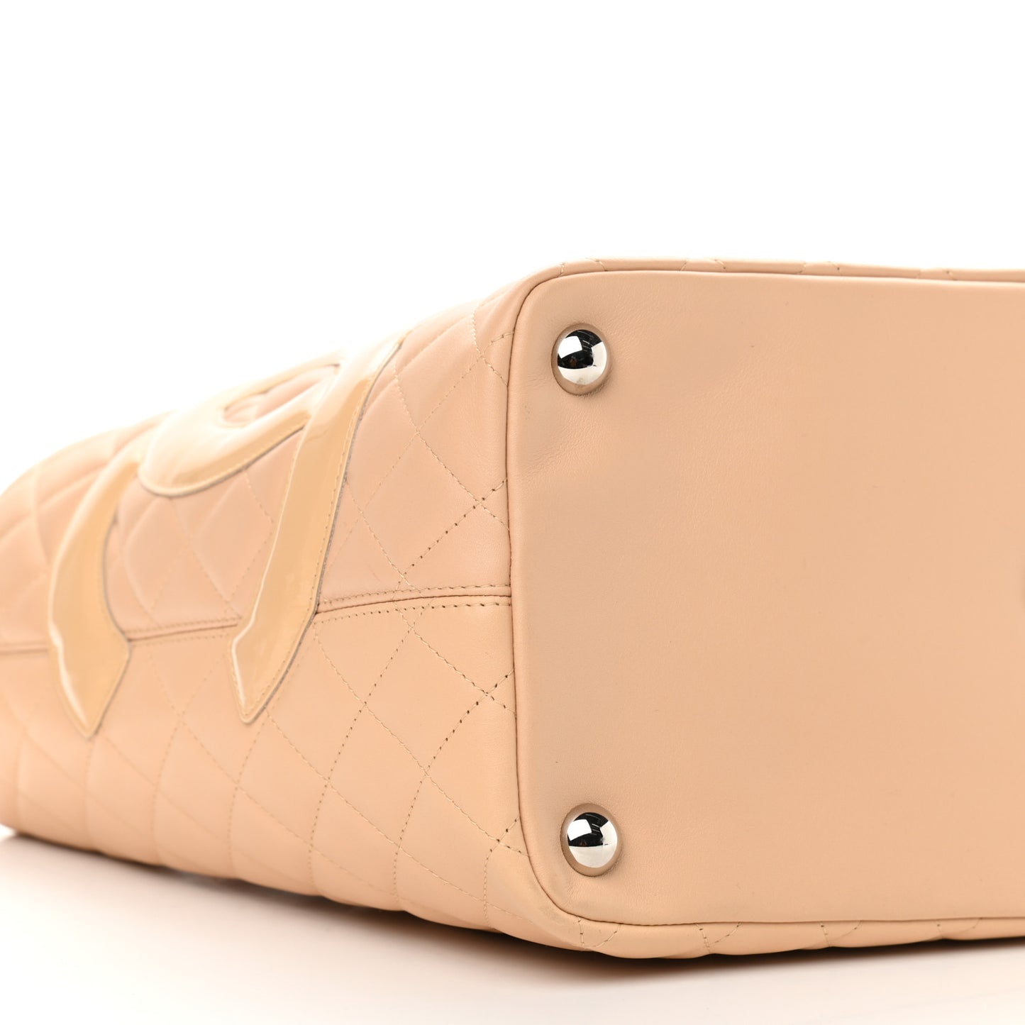 Calfskin Quilted Large Cambon Tote Beige