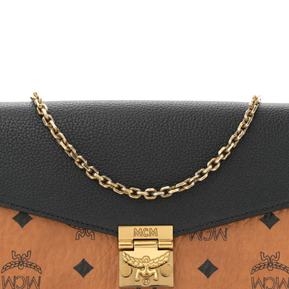 MCM Visetos Calfskin Millie Wallet on Chain Cognac Black 8 of 10