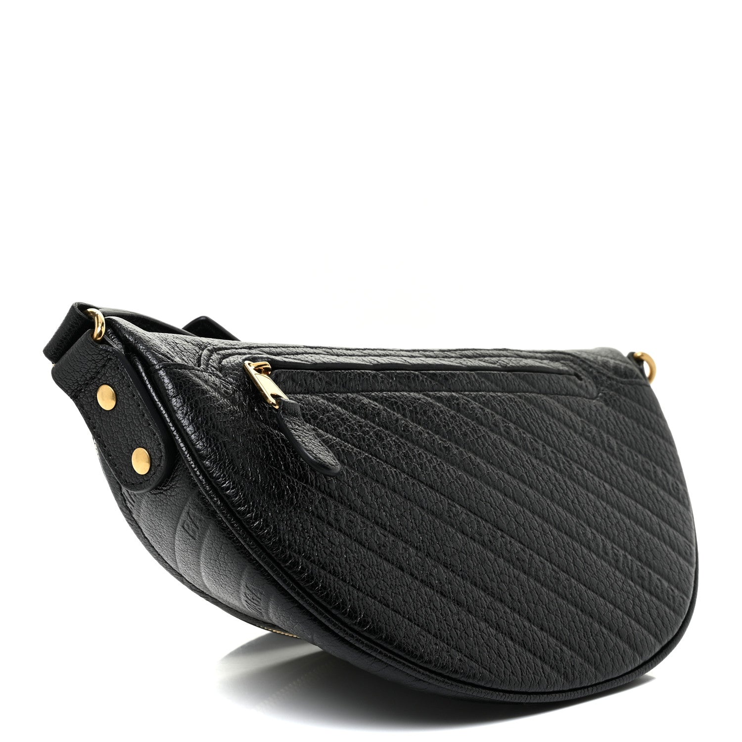Balenciaga Shiny Goatskin Allover Logo Embossed XXS Souvenir Belt Bag Black 4 of 11