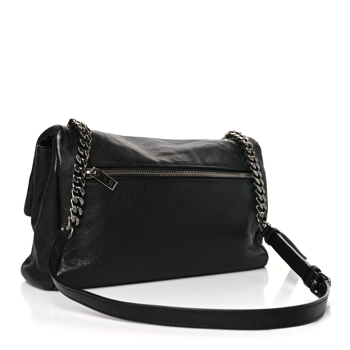 Sheepskin Medium West Hollywood Monogram Fold-Over Bag Black