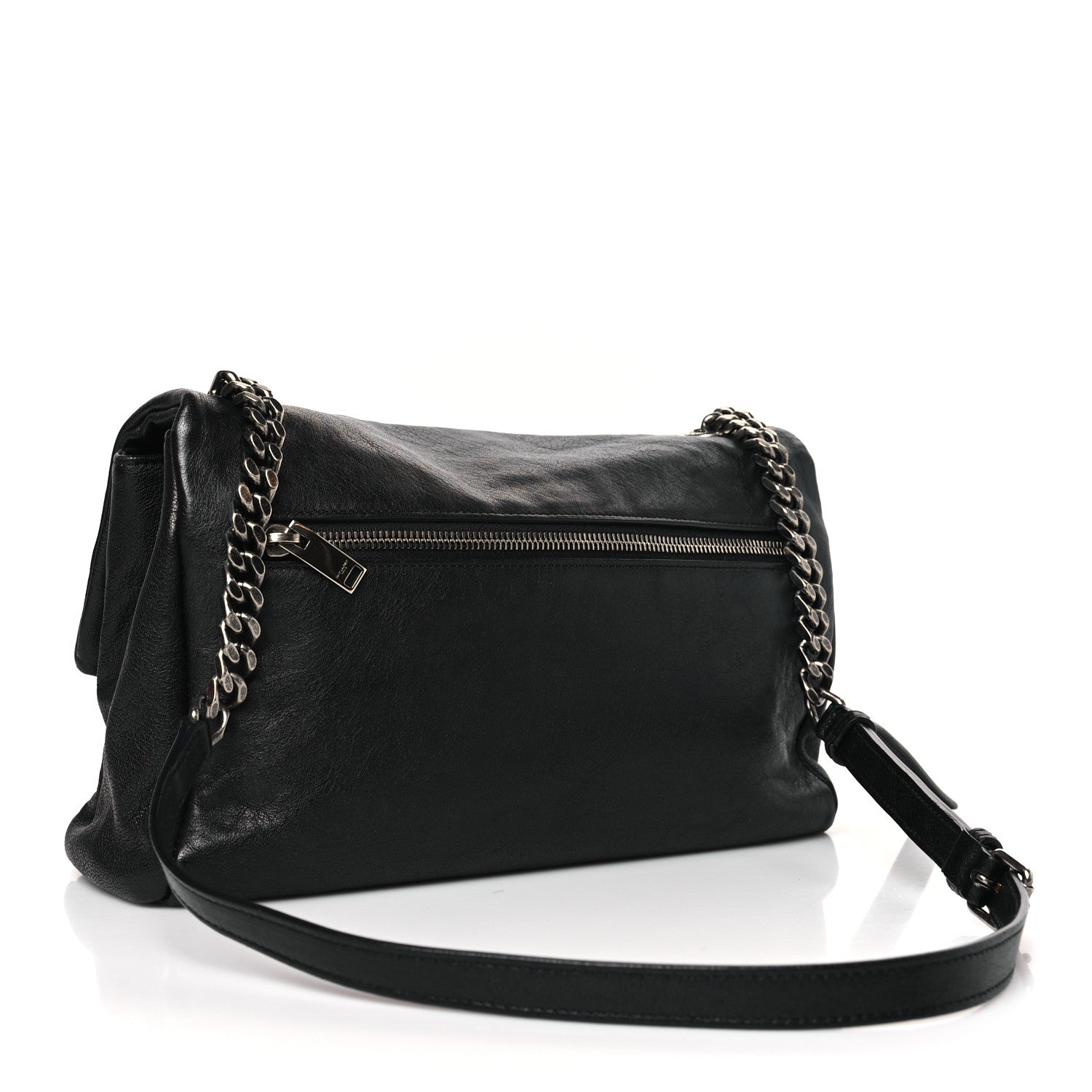 Saint Laurent Sheepskin Medium West Hollywood Monogram Fold-Over Bag Black 3 of 9