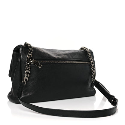 Saint Laurent Sheepskin Medium West Hollywood Monogram Fold-Over Bag Black 3 of 9